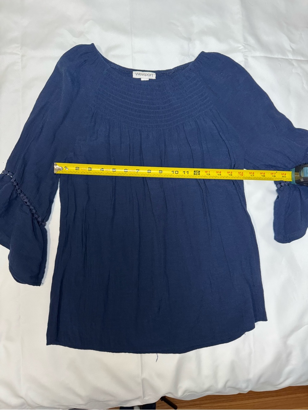 Westport Navy Blue 3/4 Bell Sleeve Tunic, Women’s Small - Picture 6 of 7